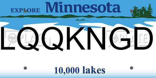 LQQKNGD Minnesota License Plate