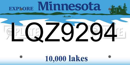 LQZ9294 Minnesota License Plate
