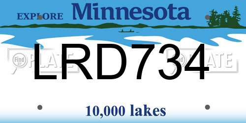 LRD734 Minnesota License Plate