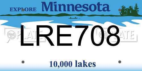 LRE708 Minnesota License Plate