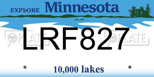 LRF827 Minnesota License Plate