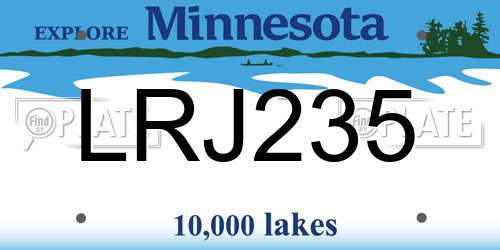 LRJ235 Minnesota License Plate