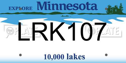 LRK107 Minnesota License Plate