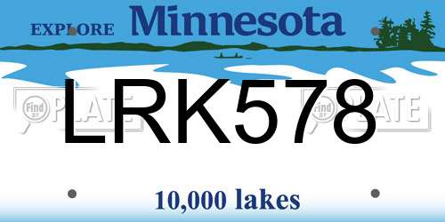 LRK578 Minnesota License Plate