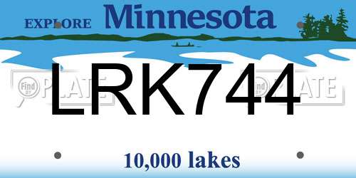 LRK744 Minnesota License Plate