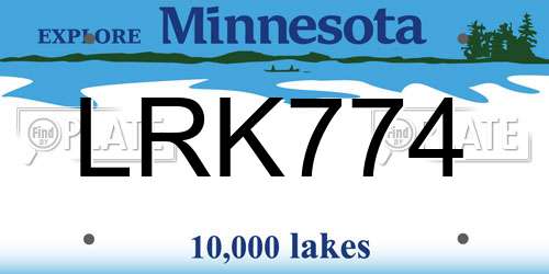 LRK774 Minnesota License Plate