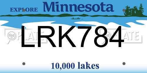 LRK784 Minnesota License Plate