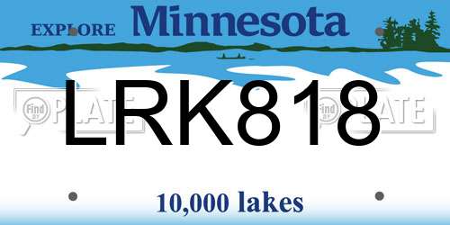LRK818 Minnesota License Plate