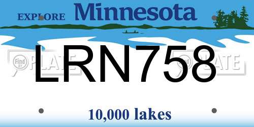 LRN758 Minnesota License Plate