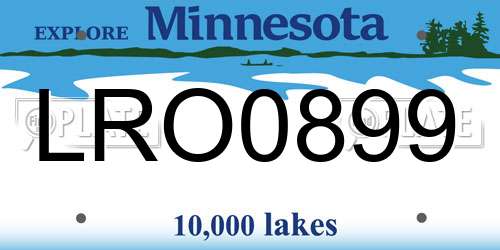 LRO0899 Minnesota License Plate
