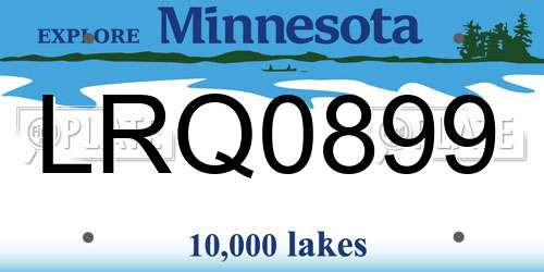 LRQ0899 Minnesota License Plate