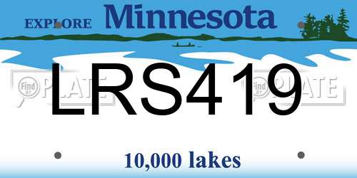 LRS419 Minnesota License Plate