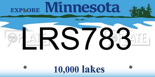 LRS783 Minnesota License Plate