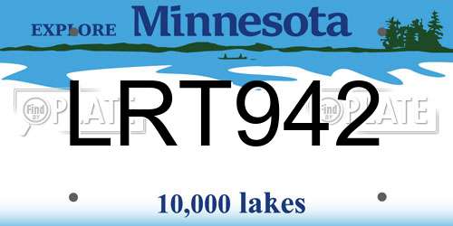 LRT942 Minnesota License Plate