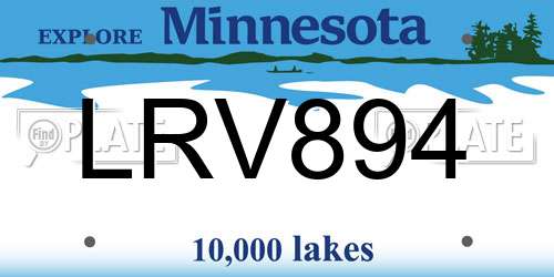 LRV894 Minnesota License Plate