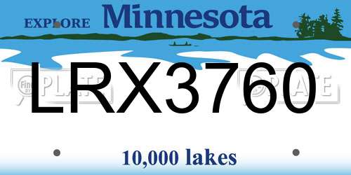 LRX3760 Minnesota License Plate