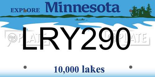 LRY290 Minnesota License Plate