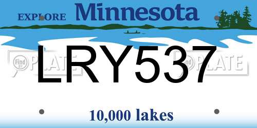 LRY537 Minnesota License Plate