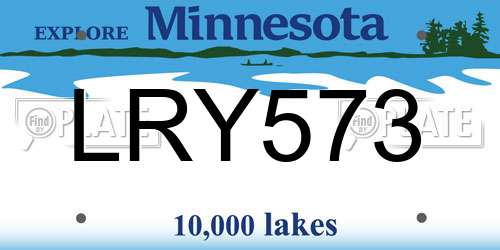 LRY573 Minnesota License Plate