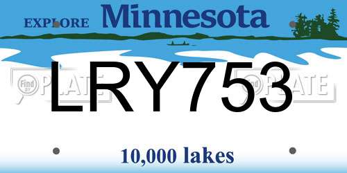LRY753 Minnesota License Plate