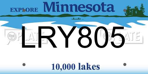 LRY805 Minnesota License Plate