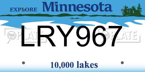 LRY967 Minnesota License Plate