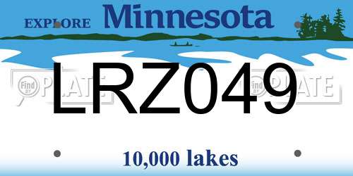 LRZ049 Minnesota License Plate