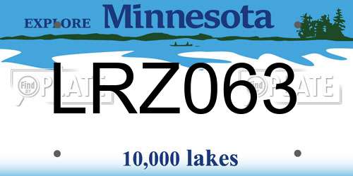 LRZ063 Minnesota License Plate