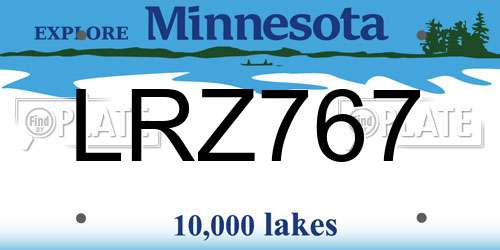 LRZ767 Minnesota License Plate