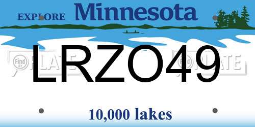 LRZO49 Minnesota License Plate