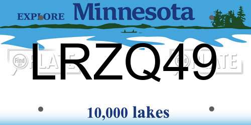 LRZQ49 Minnesota License Plate