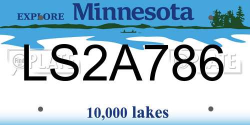 LS2A786 Minnesota License Plate