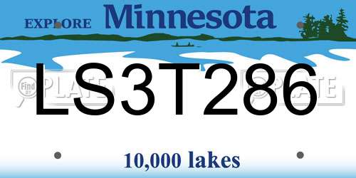 LS3T286 Minnesota License Plate