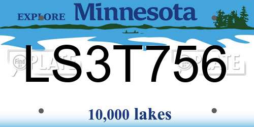 LS3T756 Minnesota License Plate