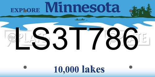 LS3T786 Minnesota License Plate