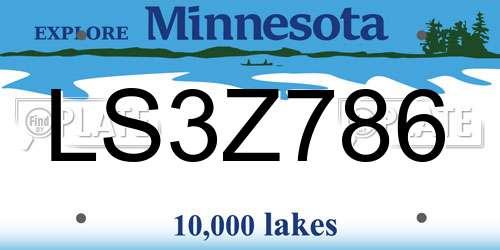 LS3Z786 Minnesota License Plate