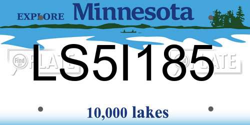LS5I185 Minnesota License Plate