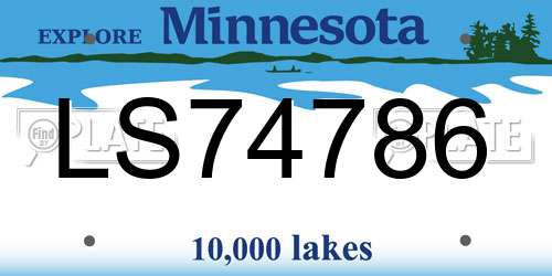LS74786 Minnesota License Plate