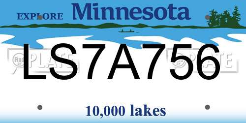 LS7A756 Minnesota License Plate