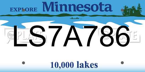 LS7A786 Minnesota License Plate