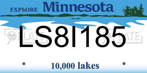 LS8I185 Minnesota License Plate