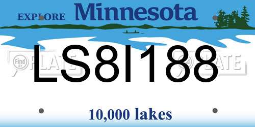 LS8I188 Minnesota License Plate