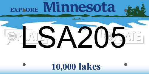 LSA205 Minnesota License Plate