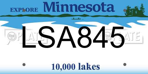 LSA845 Minnesota License Plate