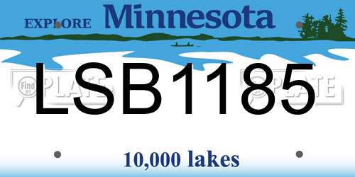 LSB1185 Minnesota License Plate