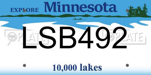 LSB492 Minnesota License Plate