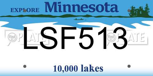 LSF513 Minnesota License Plate