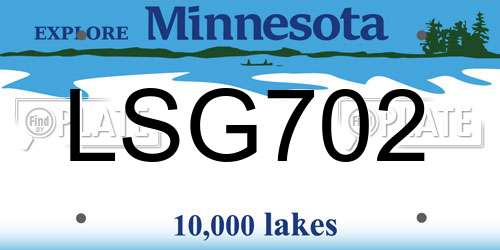 LSG702 Minnesota License Plate