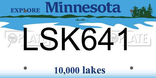LSK641 Minnesota License Plate