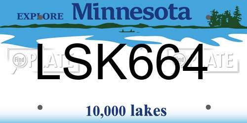 LSK664 Minnesota License Plate